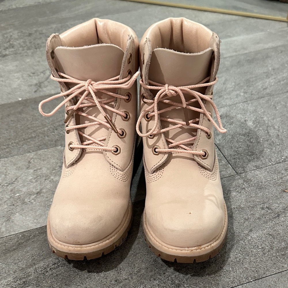 Women's Light Pink Lace-Up Boots